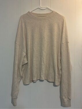 Abercrombie & Fitch Beige Waffle-Knit Crewneck Sweater